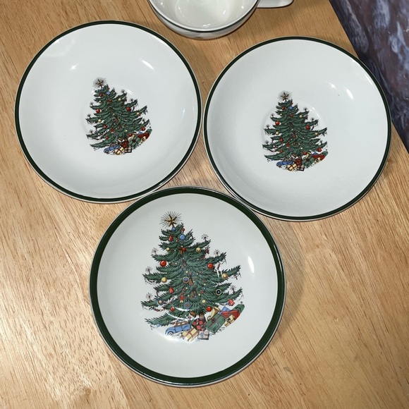 Cuthbertson Original Christmas Tree Coffee Teacup & Saucers Green Band England - Picture 11 of 13